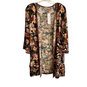 Soft Surroundings Bramante Brow Bernadette Topper Floral Kimono Cardigan XS NEW